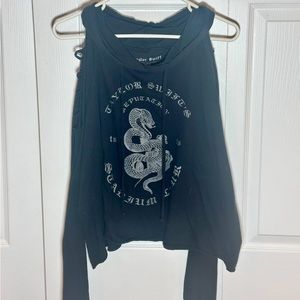 Taylor Swift Reputation tour hoodie with cold shoulder sleeves.